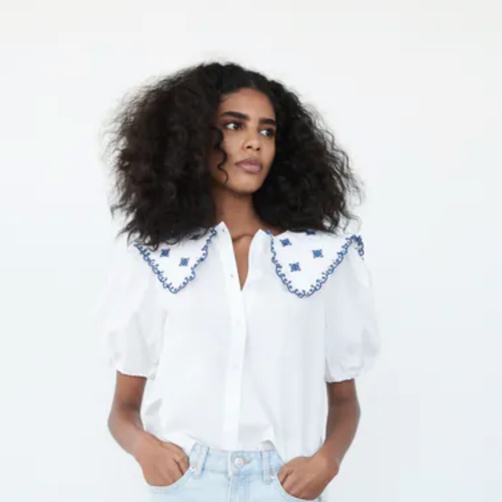 NWT Zara Embroidered Poplin top XXL